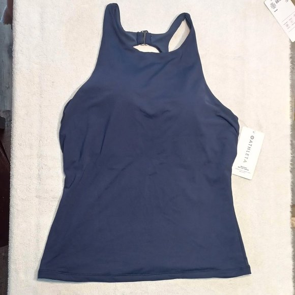 NWT Athleta Dress Blue Maldives Bra Cup High Neck Tankini Top Swim - Picture 7 of 8